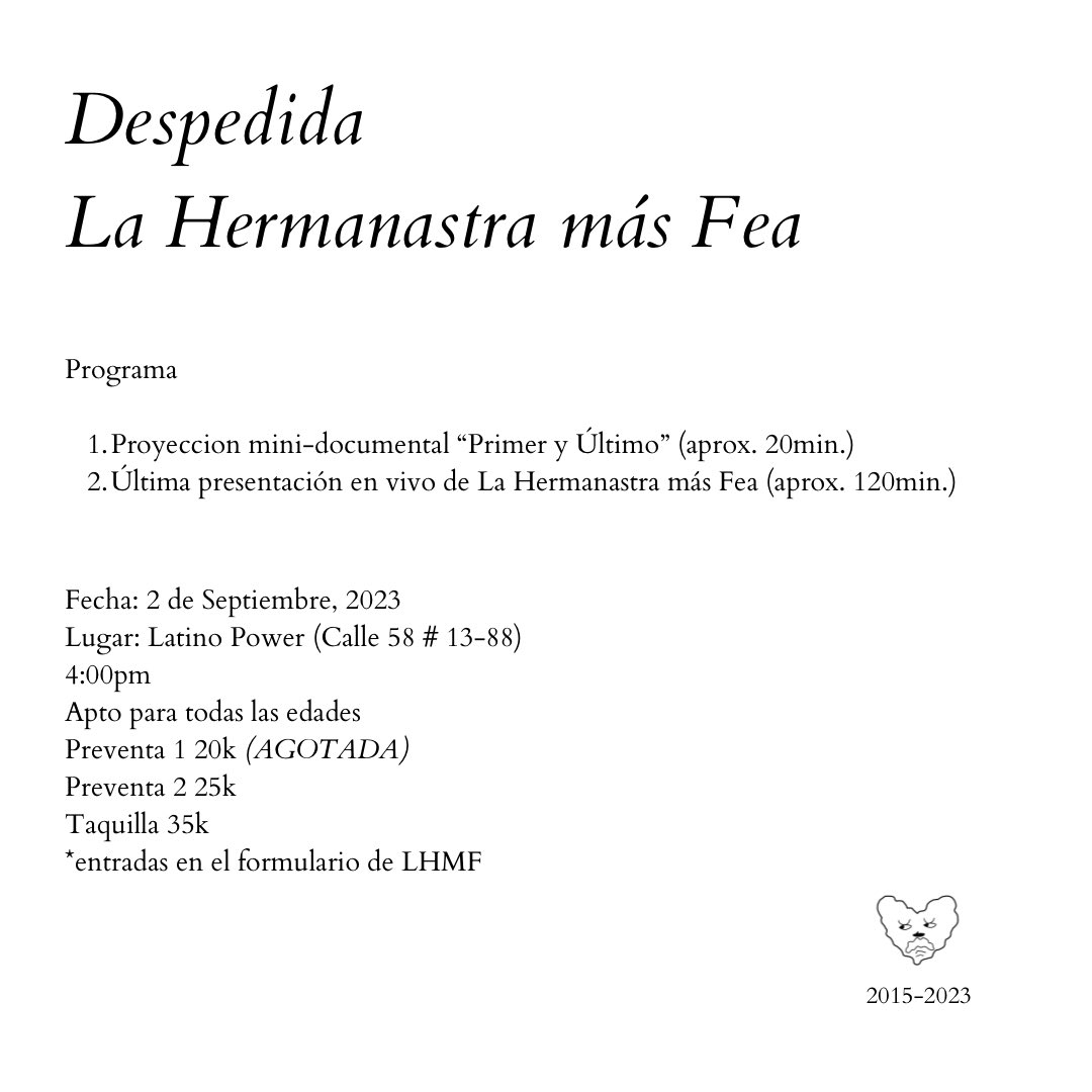 Preventa 1 agotada
Entradas Preventa 2 en docs.google.com/forms/d/e/1FAI…