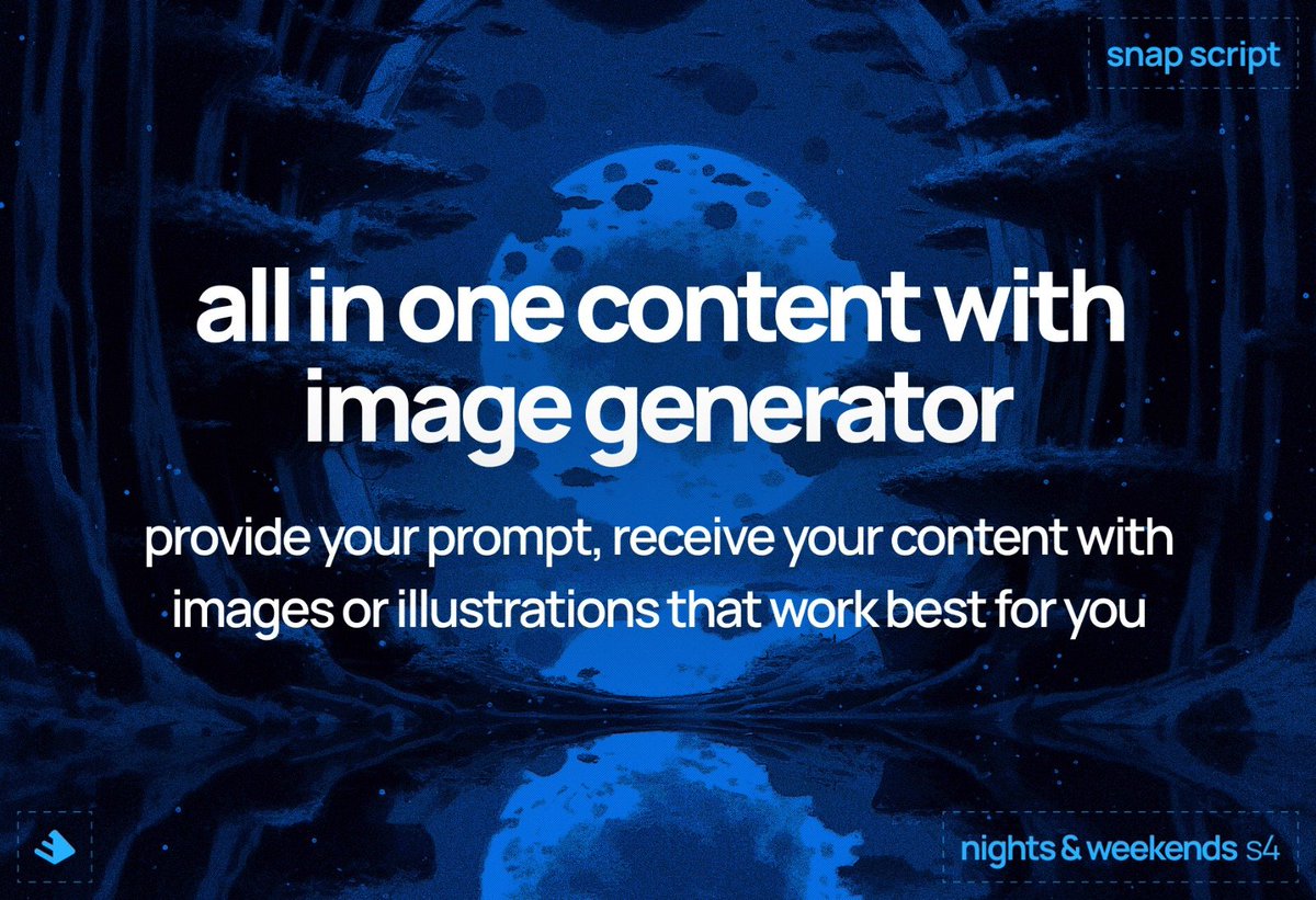 Lee_skylar04's tweet photo. Hey guys, tired of switching between various sites to generate your perfect content &amp; images separately but only ends up confused between them? 

Well, here comes snapscript📃 to your rescue! 

Your valuable thoughts are much appreciated! 

cc: @_buildspace @_nightsweekends https://t.co/XwDG7HAQ4j