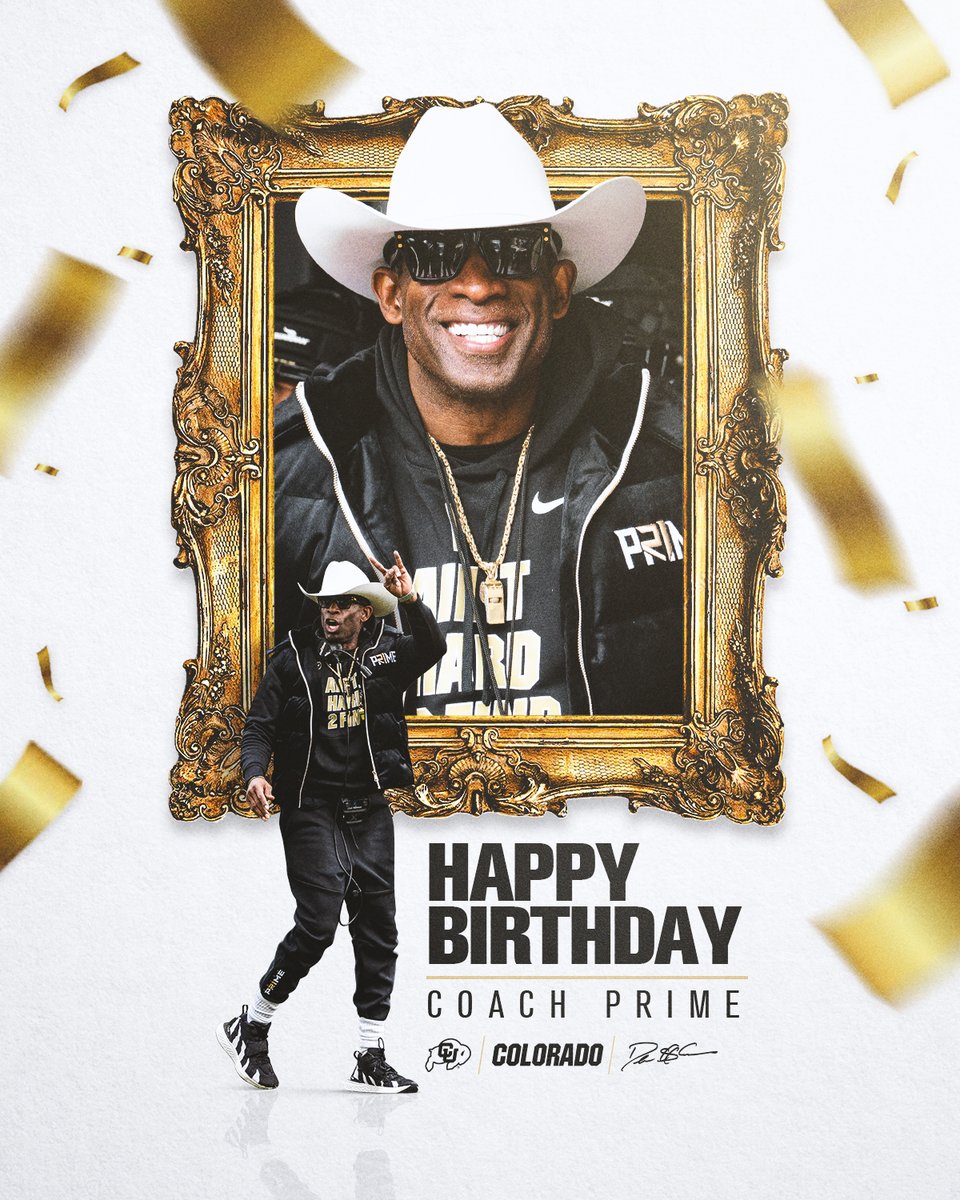 CUBuffsFootball's tweet photo. Happy Birthday to the best coach in the country, @DeionSanders 🥳

 #GoBuffs https://t.co/ItVK1mK3vD