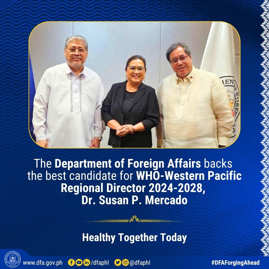 TEAM PHILIPPINES leading change in the Western Pacific. Blessed to be with Filipino patriots Sec Foreign Affairs <a href="/DFAPHL/">DFA Philippines 🇵🇭</a> and Sec Health <a href="/DOHgovph/">Department of Health Philippines</a> <a href="/Teddybird/">Teddy Herbosa MD ❎</a> on a journey to a healthier and safer Region  #HealthyTogetherToday