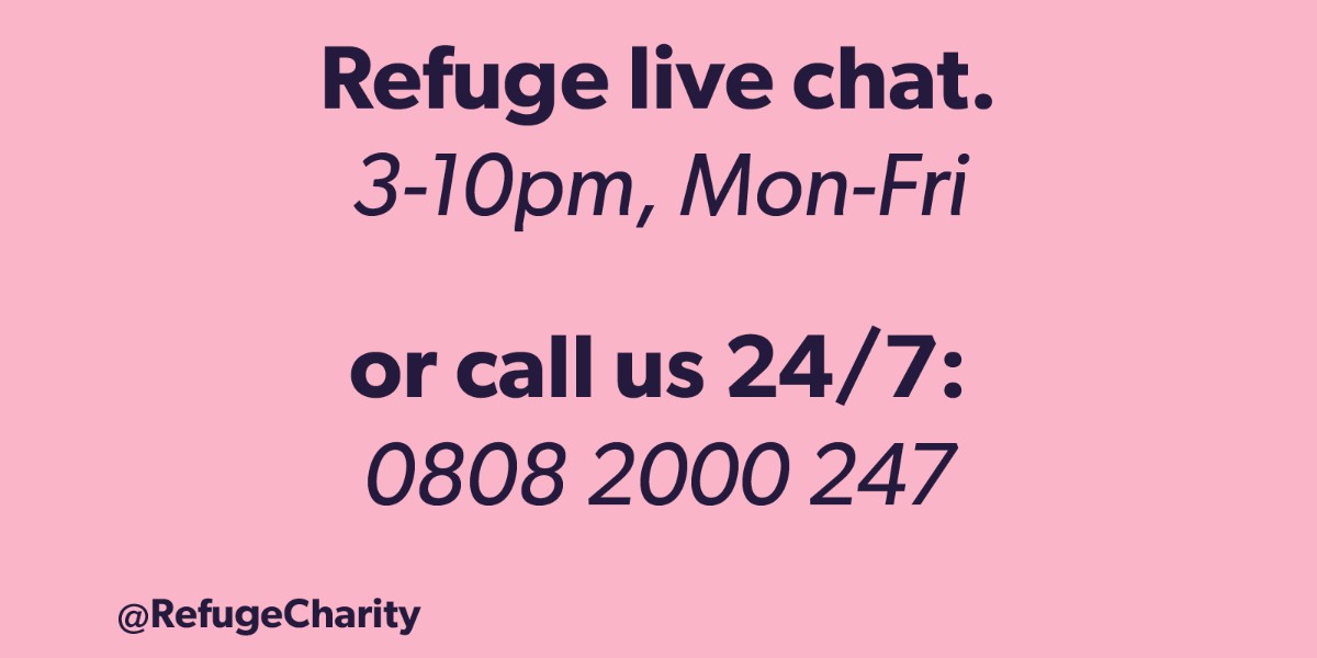 For a woman experiencing #DomesticAbuse, picking up the phone can feel incredibly daunting. Please share our live chat details, open 3-10pm, Monday to Friday, so every survivor knows she can also reach out to us online > bit.ly/3e8xmHG
