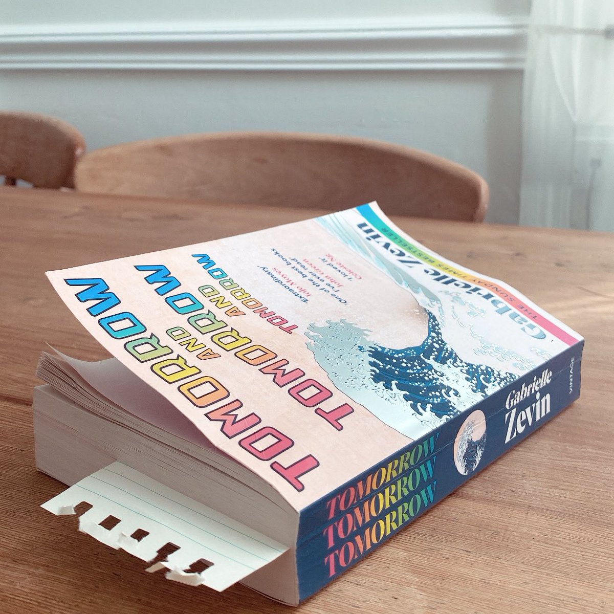 LJSavage's tweet photo. 1/2 way point. 

📖 Tomorrow &amp; Tomorrow &amp; Tomorrow. 
✍️ Gabrielle Zevin.
#nowreading https://t.co/2IeZCZwRIt