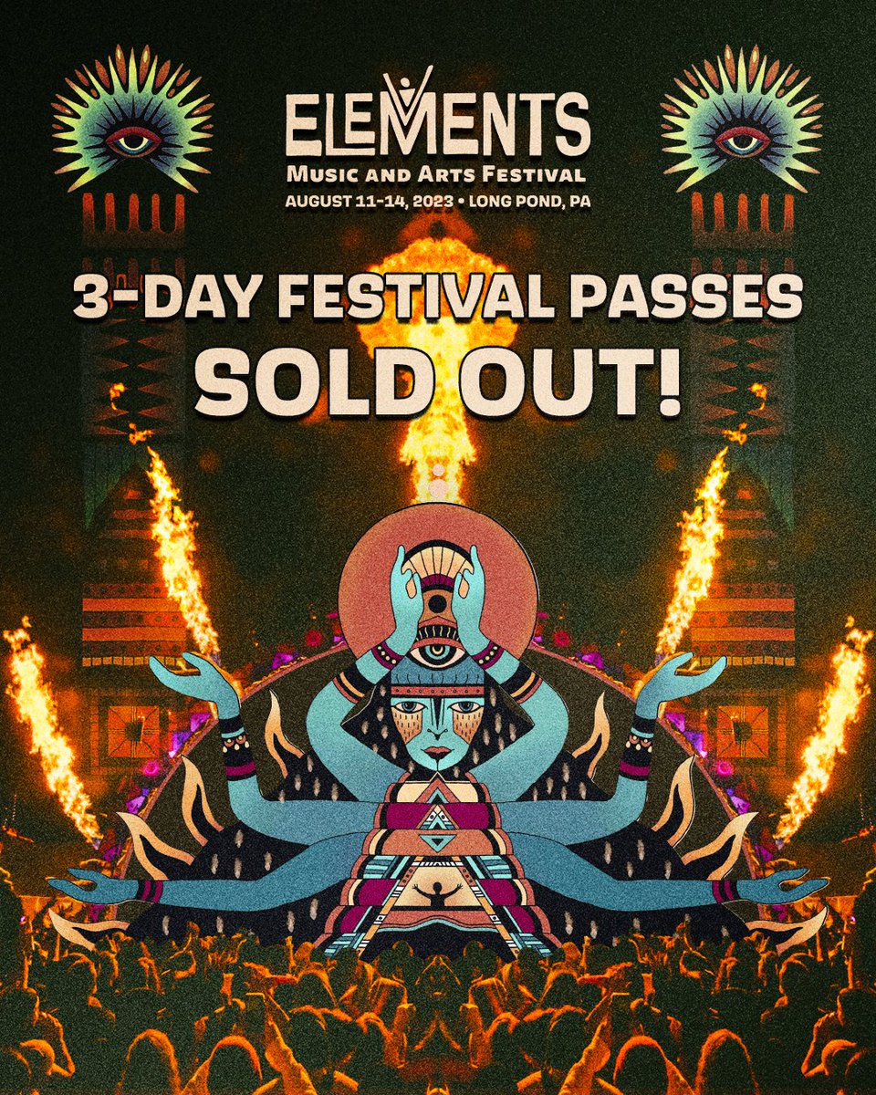 elementsfest_'s tweet photo. We are grateful to announce that #EMF23 is officially sold out โจ Thank you to our amazing Elements Family, both new and old, for giving us the opportunity to share the magic with you this weekend. We wouldn't be able to do what we do without you! ๐ https://t.co/V9vJDXesE5