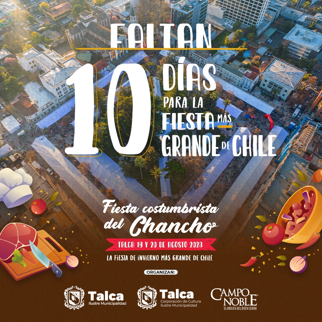CoexcaSA's tweet photo. ¡Atención a todos los amantes de la tradición y la buena comida! Comienza la cuenta regresiva para la Fiesta Costumbrista del Chancho, ¡el evento más grande de su tipo en todo Chile! 19 y 20 de agosto de 2023, Plaza de Armas de Talca. https://t.co/SVj2EimRG6