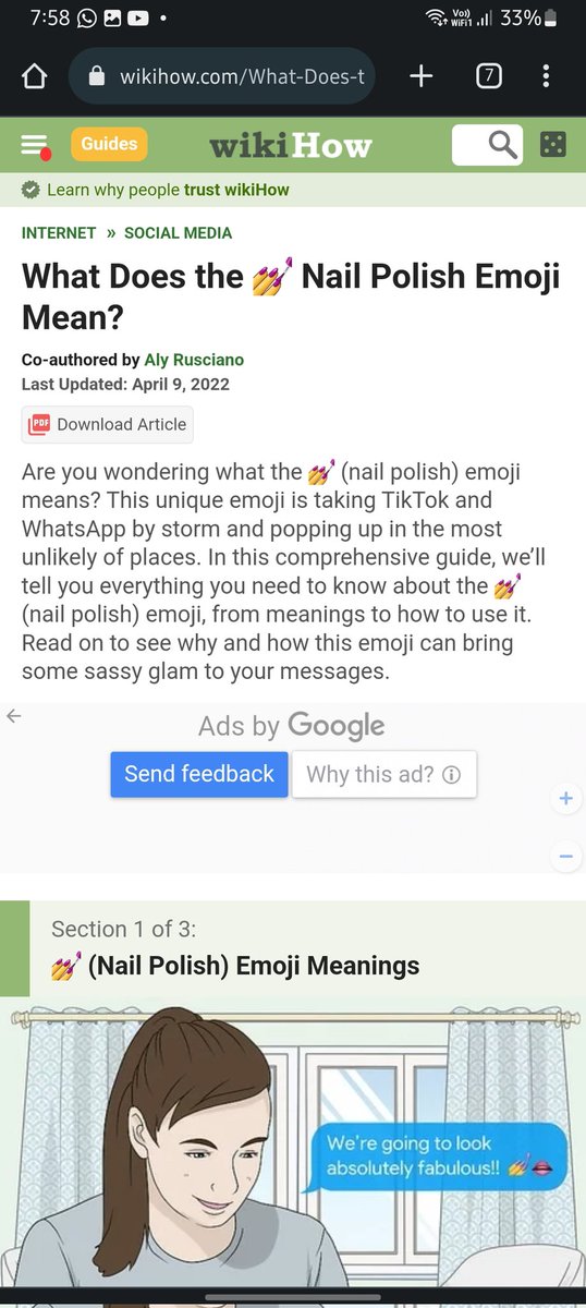 psychoSherlock's tweet photo. So I was jst texting my friend and she sent me this emoji 💅.. I was like wtf ..

And googling this landed me on a wikihow page
https://t.co/bzynHdZrgR

Wth! I guess even after all these year's we will never understand women 🥲. SERIOUSLY? WIKIHOW?

#women #sarcasm  #TheBoys https://t.co/gTTRz3l4F2