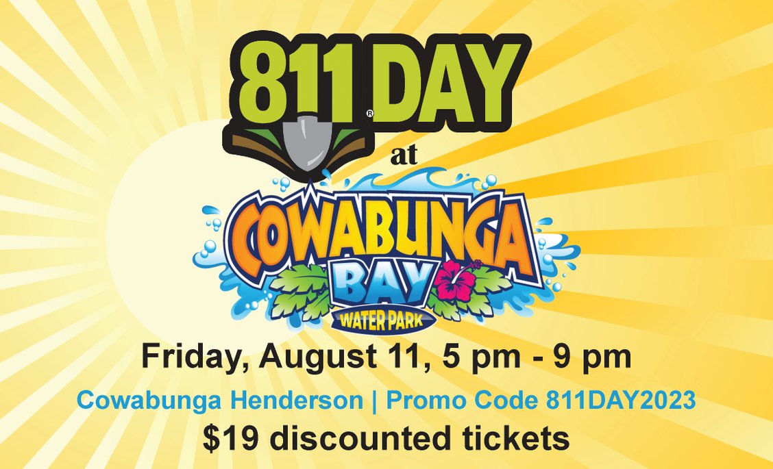 center_stake's tweet image. Remember to join in on the water park fun this Friday in Henderson, NV to celebrate 811 Day! Remember to always contact 811 before digging! #EveryDigEveryTime #811Day #LasVegas call811.com