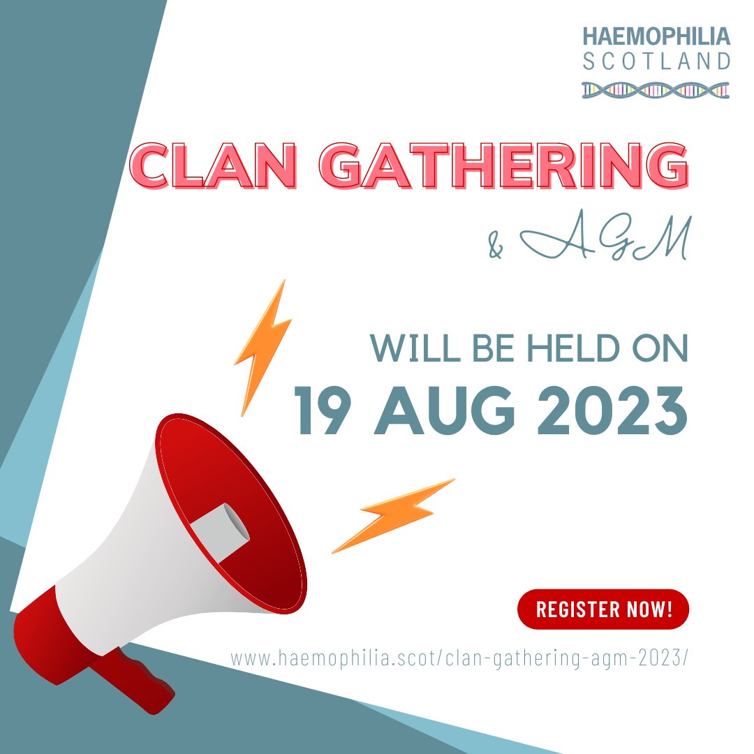 There is just - TEN - days to go until our Clan Gathering &amp; AGM at The Westerwood Hotel in Cumbernauld!
It’s not too late to register! We’d love to see you there in person on the day. For more info and to register, please visit:
haemophilia.scot/clan-gathering…