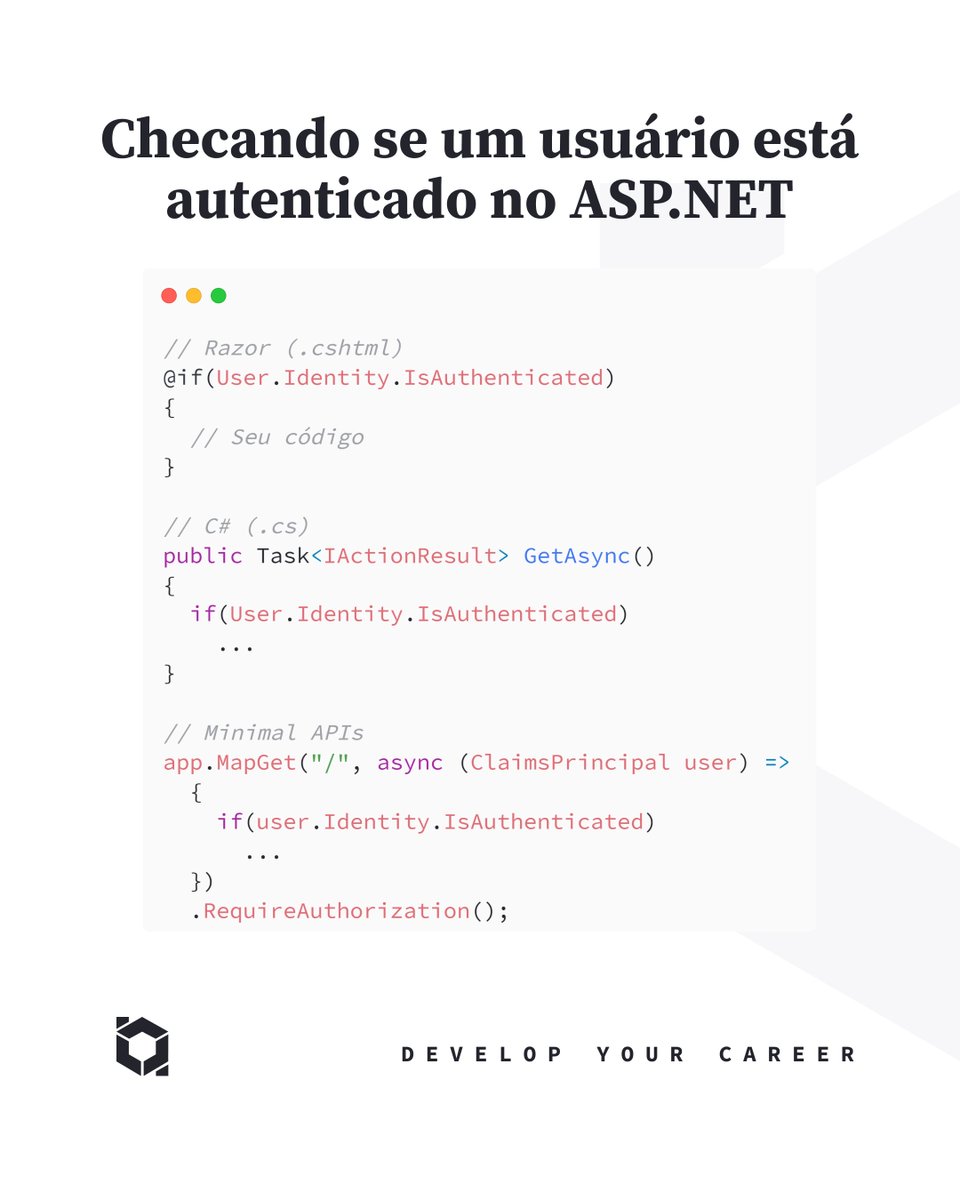 Gostou desta dica?
👉 go.balta.io/jornada-segura…
.
.
.
.
#apis #seguranca #jwt #bearer #autenticacao #autorizacao #csharp #microsoft #dotnet #aspnet #blazor #maui #tech #dev #developer #programmer #programador #programming #programação #desenvolvedor #balta