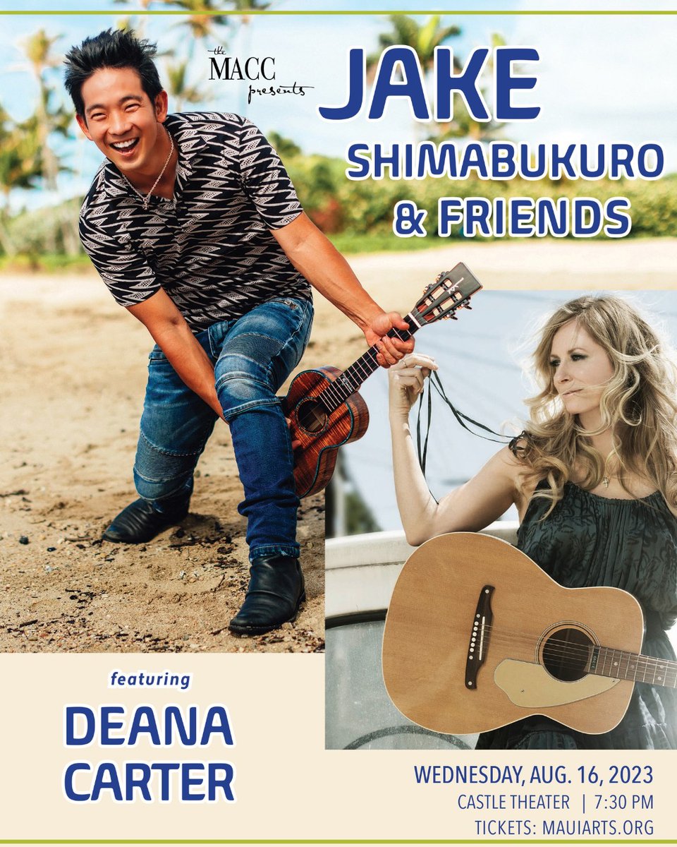 Getting closer, Maui! 🙂 Come see me perform LIVE and in concert with @JakeShimabukuro at the @MauiArtsCulture on August 16th! This is going to be a really great collaboration! I can't wait! #strawberrywine #didishavemylegsforthis #deanacarter