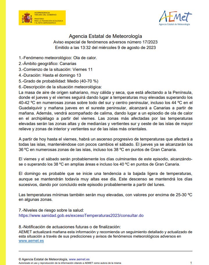 Clau_Claros's tweet photo. Llega nueva ola de calor a Canarias 🥵🔥sobre todo este viernes con temperaturas cerca a los 40 🌡️
Importante hidratarse 💦 ventilarse 🪭 y estar a la sombra 🌴. https://t.co/R0nmCnomsR