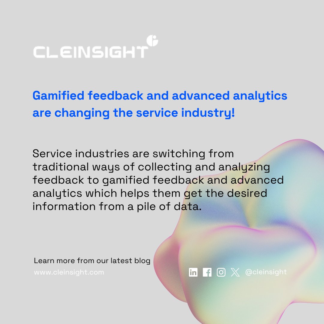 cleinsight's tweet photo. Gamified feedback and advanced analytics are changing the service industry! 
Service industries are switching to  gamified feedback and advanced analytics to improve their customer satisfaction. 
Check out our blog and learn more- https://t.co/e13d9jiiso 
#GamifiiedFeedback https://t.co/8O2o1xrII0