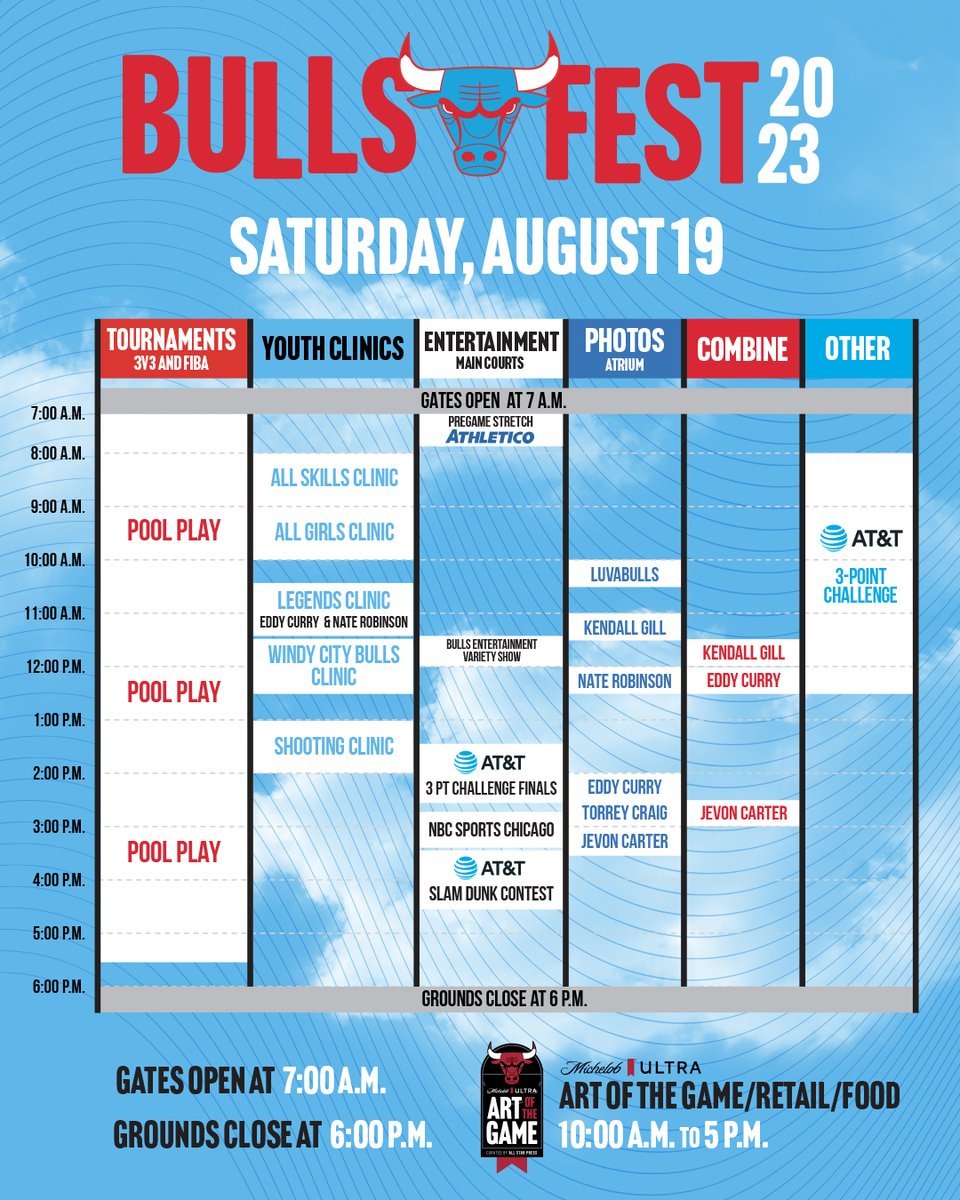 chicagobulls's tweet image. 🚨 Bulls Fest is almost here! 🚨

This is your first chance to meet Torrey Craig, Jevon Carter, Julian Phillips &amp;amp; Adama Sanogo + much more!

Full details ➡️ BullsFest.com