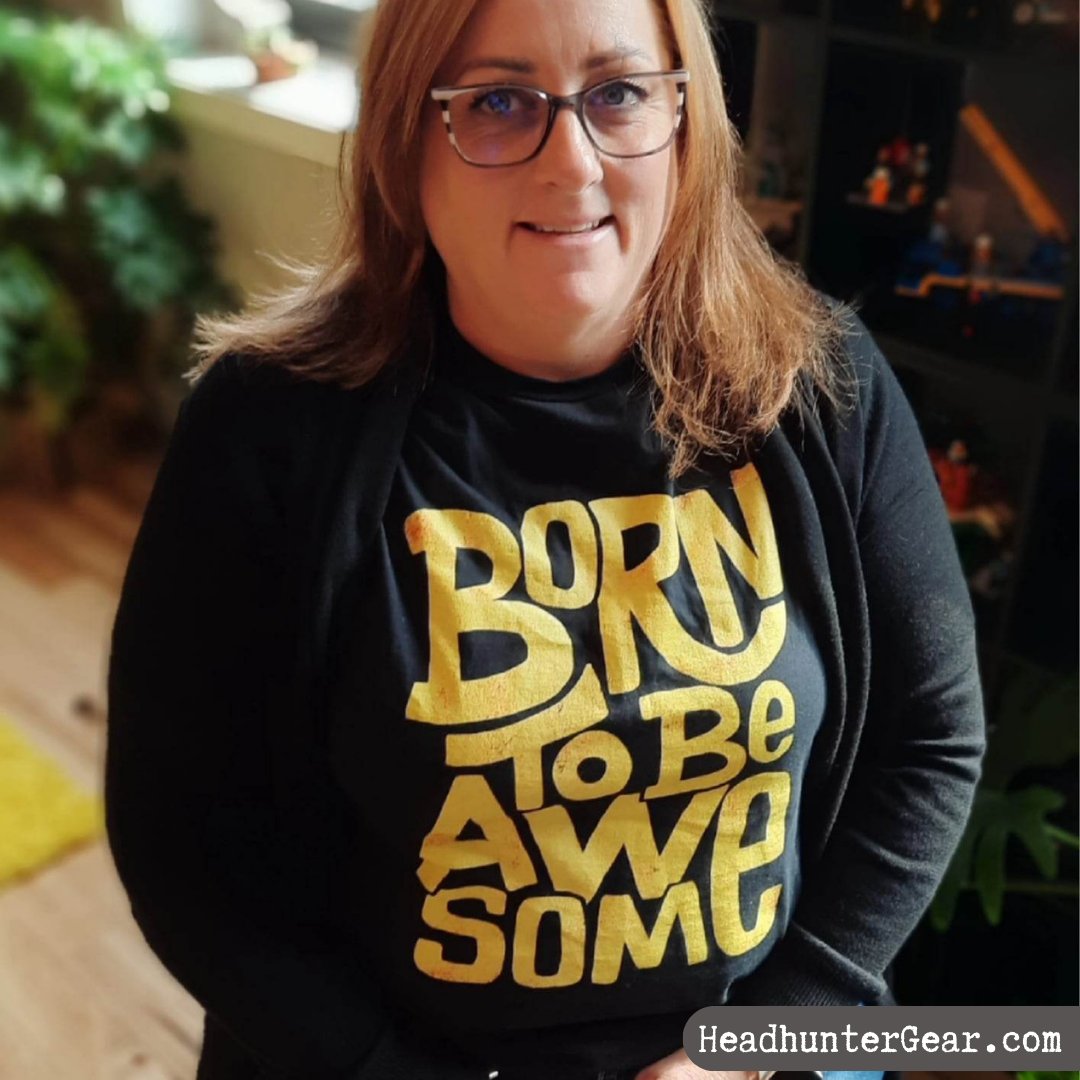 💥Born to be AWESOME!💥 Aren't we all! It comes in Black, Dark Heather Grey and Navy, sizes small to 2XL. #Awesome #bornthisway #retro #retrostyle #backtoschool #tshirt #tshirtprinting #customdesign #customtees #summer #summerstyle #tshirtstore #headhuntergear