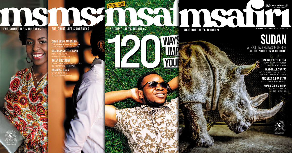In the new #msafirimagazine, we chat to Black Stars’ coach Chris Hughton, feel the adrenaline in South Africa; remember the rhino  Sudan; sample some tasty street food; visit Accra and Dakar; and more. Read more at msafirimag.com! #kenyaairways #enrichinglifesjourneys
