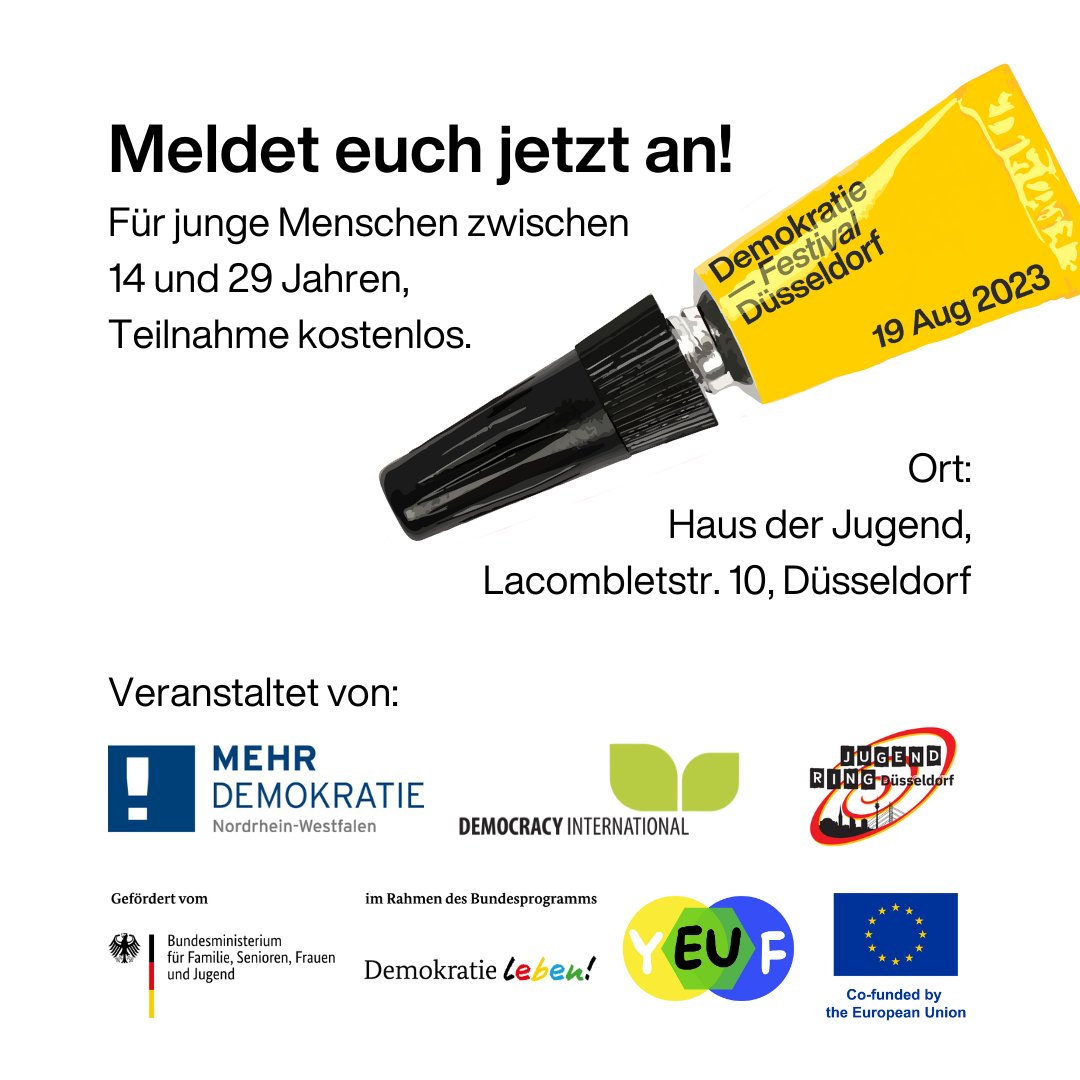 mehr_demokratie's tweet photo. Auch diese Woche stellen wir euch Workshops unseres #Demokratiefestivals (19.8.) vor: Debatten werden oft durch #Falschinformationen verzerrt. Im Workshop von @correctiv_org lernt ihr, wie ihr Wirklichkeit und Täuschung unterscheiden könnt. Jetzt anmelden: https://t.co/lIqijpNBS4 https://t.co/up1l94IROW