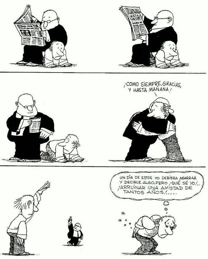 luisghernan's tweet photo. Algunas personas, incluso dentro de la 4T,
entienden así la "amistad" 

Gran cartón del inmortal Quino 🙌🏾 https://t.co/dOjdkS9dQu