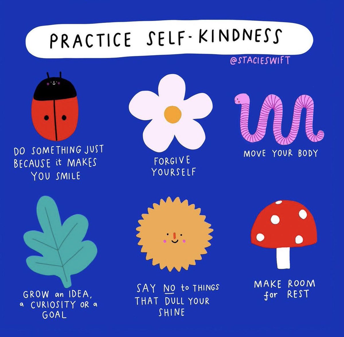 You truly deserve your own kindness 🌸 Which of these will you try out today ? “Be kinder to yourself. And let your kindness flood the world”. #selfkindness <a href="/FashionweekNYC/">Spread Love and Kindness 🙏</a> #wellbeingwednesday #WednesdayMotivation #wednesdaythought
