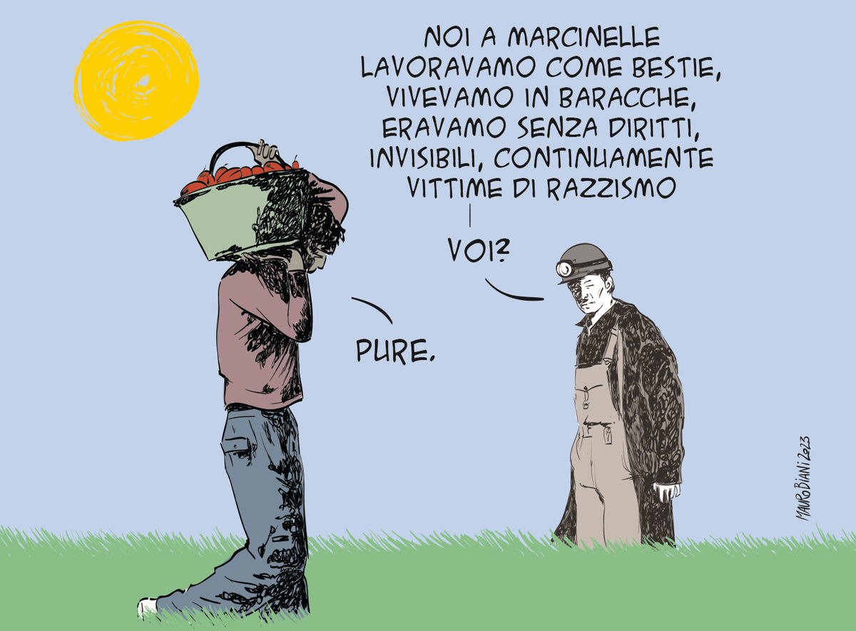 Mauro Biani (@maurobiani) on Twitter photo #Marcinelle #migranti #lavoro #sfruttamento
Tutta la memoria smemorata del mondo.
Oggi su <a href="/repubblica/">Repubblica</a> #Marcinelle #migranti #lavoro #sfruttamento
Tutta la memoria smemorata del mondo.
Oggi su <a href="/repubblica/">Repubblica</a>