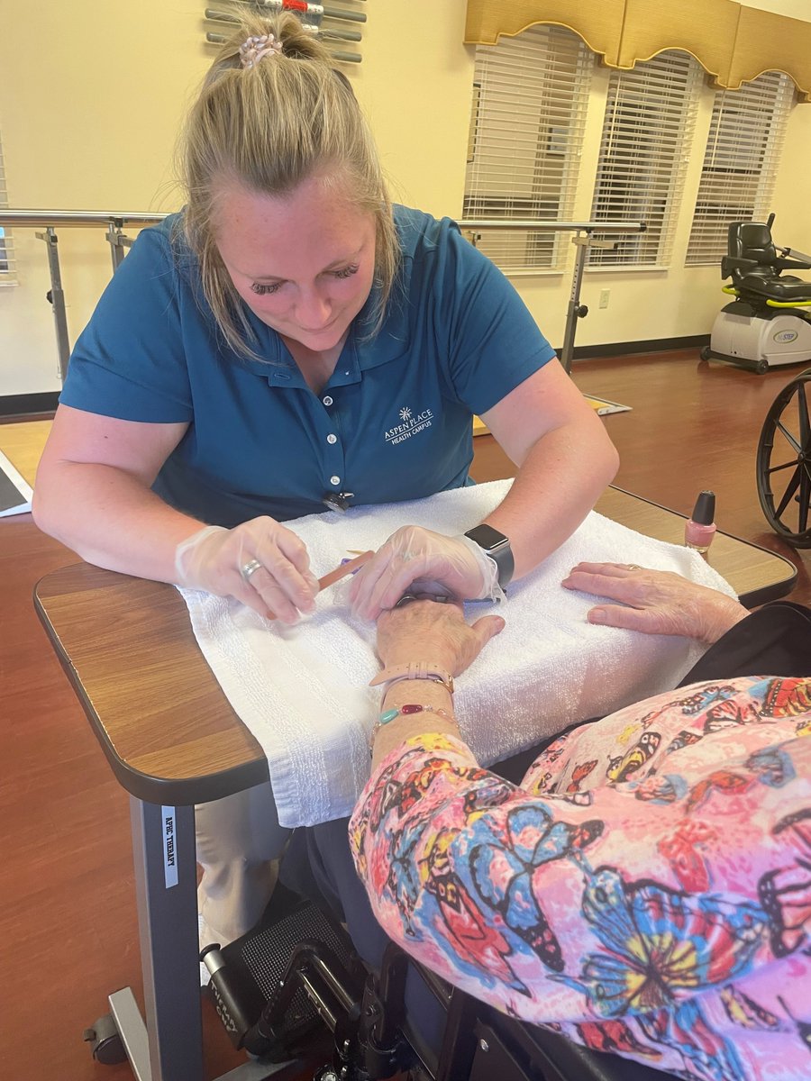 Pamper party 💅 

Rose wanted her nails done, so our Occupational Therapist, Jerica, made it happen! 

Per Rose, we also need to let you know that Jerica is not taking on appointments or external clients at this time 😆 

#trilogyhealth #trilogyliving