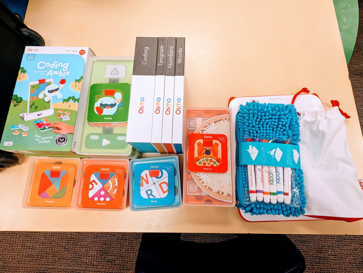MsBrombacher's tweet photo. I am blown away by all of the technology that I have available at my fingertips! 🤯 I am BEYOND excited to get into the classroom! 🥳 Do you have a favorite?! #PPStrt #sphero #spherobolt #spheroindi #osmo #ozobots #codeandgomice #botley #mergecube @PortsVASchools @HodgesManor https://t.co/AGtUUgLFor