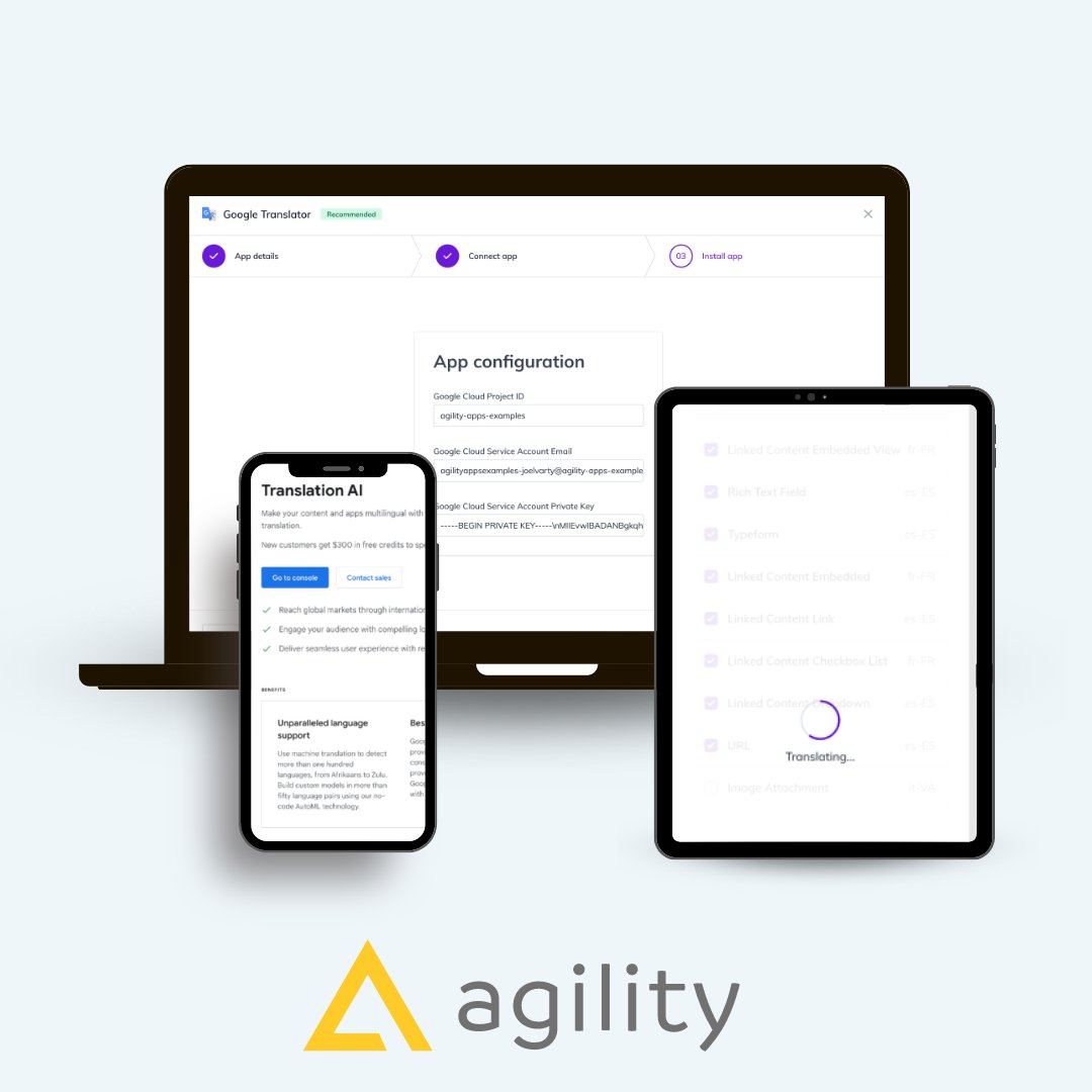 AgilityCMS's tweet image. Expand Your Reach with Agility's New Google Translator App!
hubs.li/Q01-rrj30
#Agility #GoogleTranslator #ContentLocalization #GlobalReach #UnlockPotential