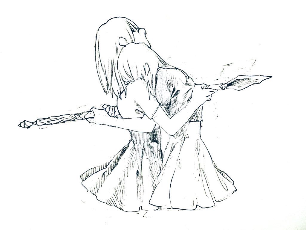 「ハグの?」|むく藷のイラスト
