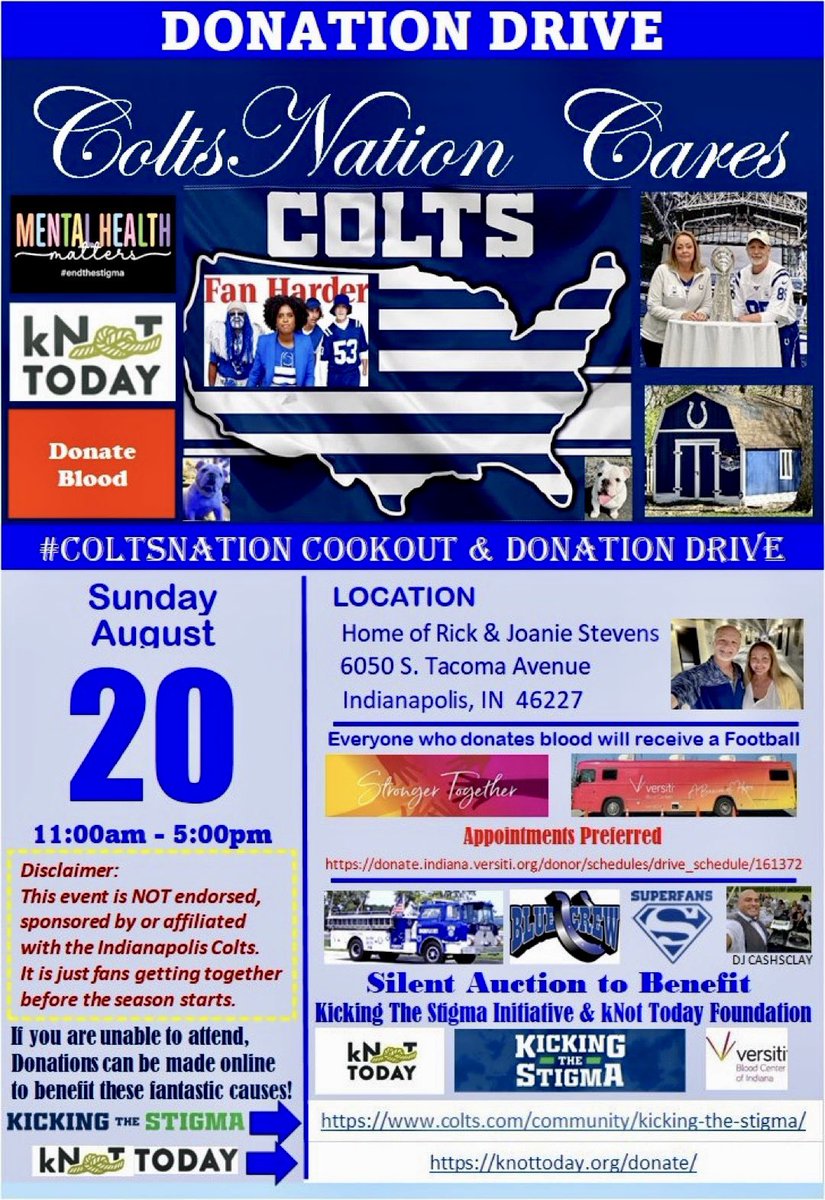 RickStevens63's tweet photo. I cannot show enough appreciation for the support I get for the #ColtsNation Cookout!!
#Superfans coming from all over to attend. @IndyBlueCrew Fire Truck @camachojoe1976 #LuchaBlue
Fans donating items for Auction.
@BrettCrabtree84 @PatrickDoerfle1 @Nguyen213 @MikeBostic72
🙏🏻 https://t.co/VUp81pVyem