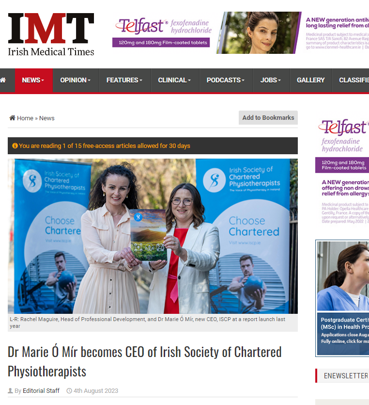 Thanks to the Irish Medical Times for covering this.