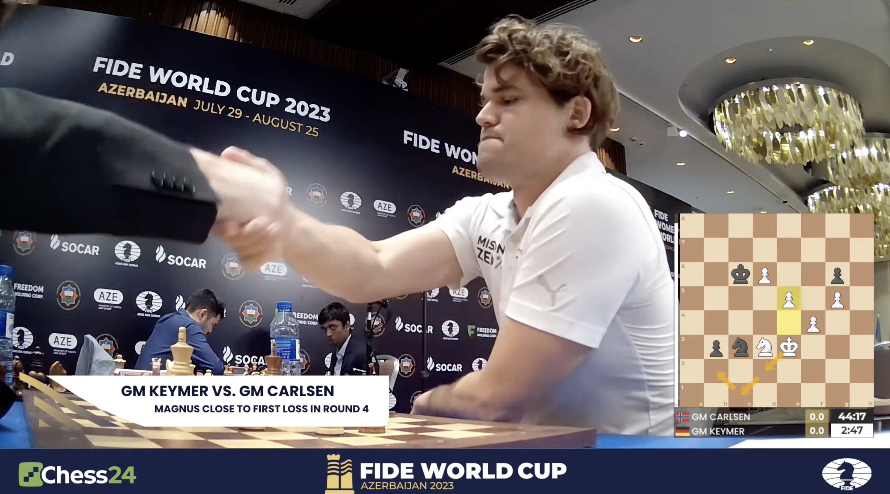 chess24.com on X: 18-year-old Vincent Keymer beats Magnus Carlsen for the  1st time and now the world no. 1 has to win on demand tomorrow or he's out  of the 2023 #FIDEWorldCup!