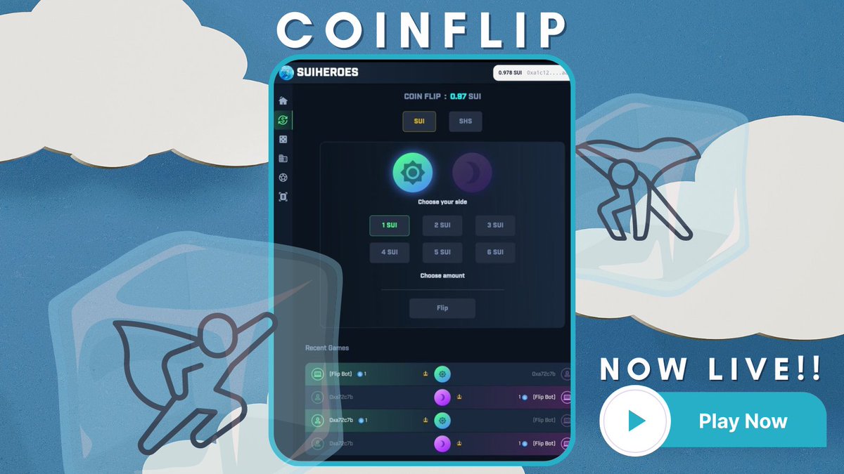 The wait is over! 

🎲💯 Unleashing Unmatched Thrills! 🚀🎉

Our Coin-Flip game has just passed its smart contract audit and is now live on mainnet. 🎲🤩

🪙 Now it's time to flip flip flip 🪙

To play, head over to: suiheroes.com/coinflip