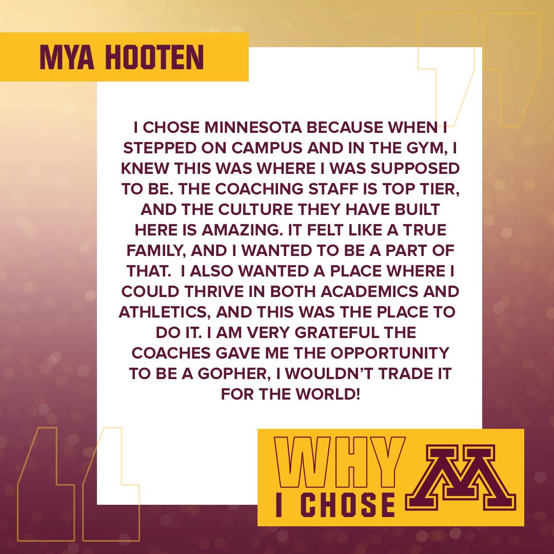 Why Minnesota 〽️

Family, Gym Culture, Academics. Mya knew Minnesota was the only place for her! 

#SkiUMah x #AlwaysGolden
