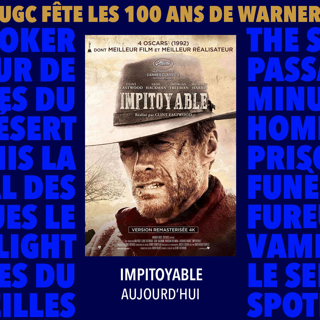 UGCcinemas's tweet photo. Aujourd'hui (re)découvrez #Impitoyable de et avec Clint Eastwood à l'UGC Ciné Cité Les Halles, dans le cadre d'UGC fête les 100 ans de @warnerbrosfr

La séance du soir sera présentée par P. Le Marchand #LeDirecteurFaitSonCinéma
👉https://t.co/DoFmmVz7K0
#UGCWARNER100 #filmscultes https://t.co/yZF1VgxPhD