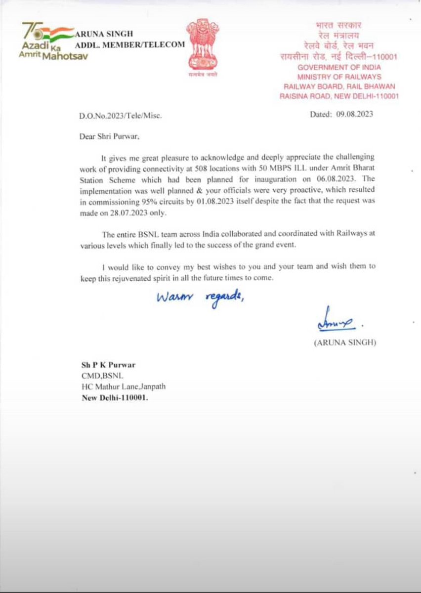 BSNLKOTA143761's tweet photo. #ProudMoment BSNL team lead from the front once again provided uninterrupted internet connectivity at 508 railway stations. The work well recognised by railway authorities. 
#BSNL
#SwitchToBsnl https://t.co/bIXewb1wLS