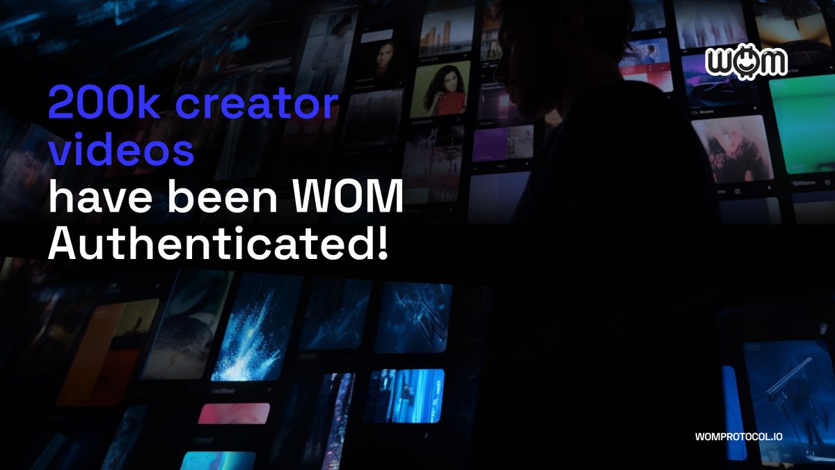 WOM_protocol's tweet photo. 🎉 🚀 Today we’re celebrating another milestone: 200k content creator videos have now been WOM authenticated! 📹
Let's take a moment to stop and look inside the machinery that got us here. 🧵
#WOMProtocol #Web3 #digitalmarketing https://t.co/JS9tUUxXJj