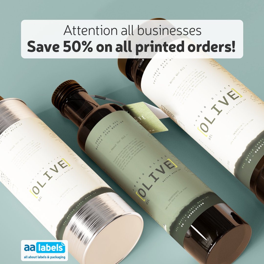😱 Attention all businesses! 📣 Half Print Price on All Printed Orders! 😱

AA Labels is offering HALF off your print price on all orders over £25! 🤯

Order your labels today and save big! This is a great opportunity to get the labels you need at a fraction of the cost. 💯 This