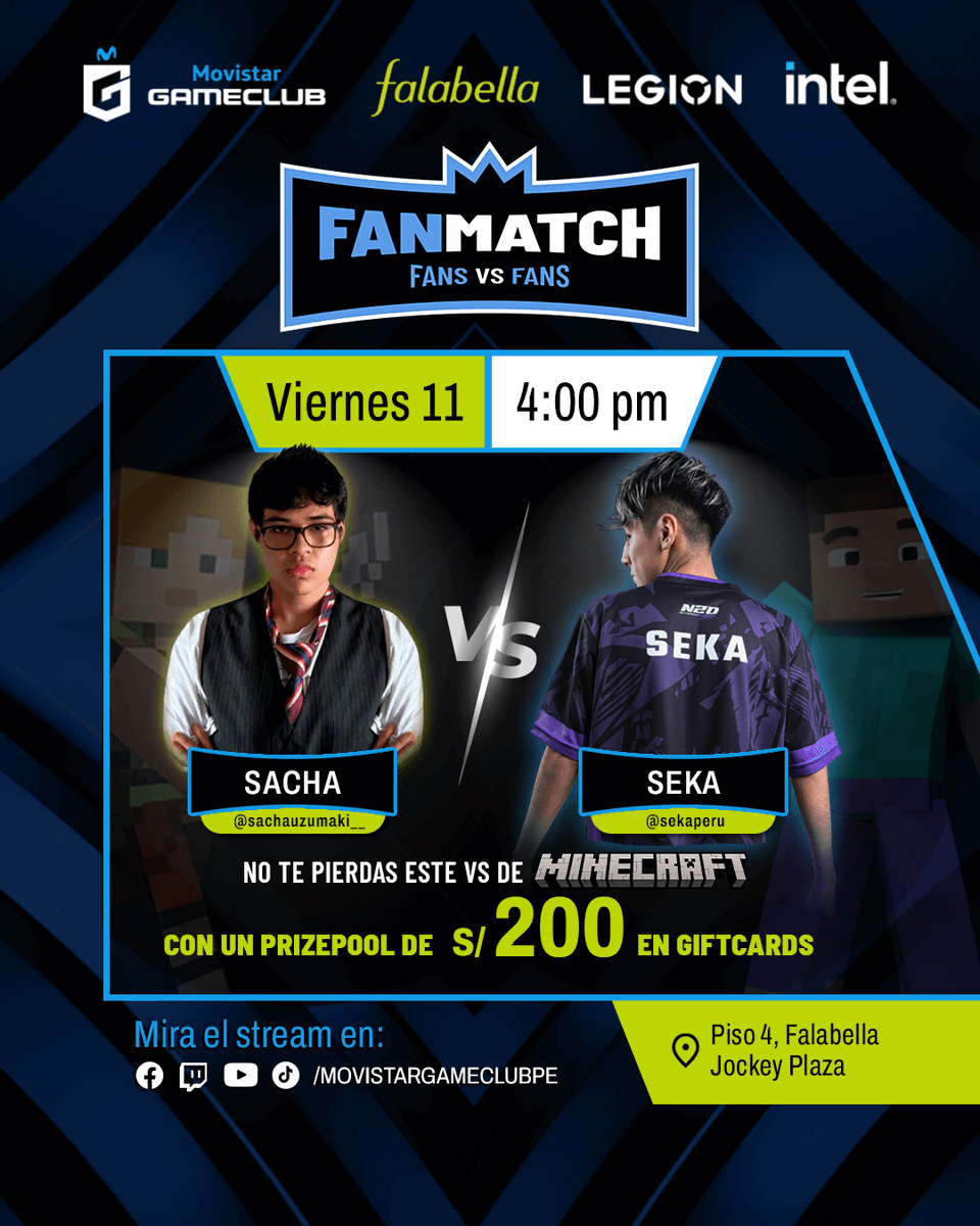 MovistarGCPe's tweet photo. ⭐El viernes, no te pierdas el VS de #Minecraft entre Sacha y Seka
⭐El sábado, acompaña a Emily GWick en una nueva edición de Fastest Series, donde jugaremos Call of Duty Mobile
⭐El domingo, acompáñanos en una tarde de #FallGuys con Maru y Anachis
#Eventos #EventosPeru https://t.co/iaFTDfkbP3