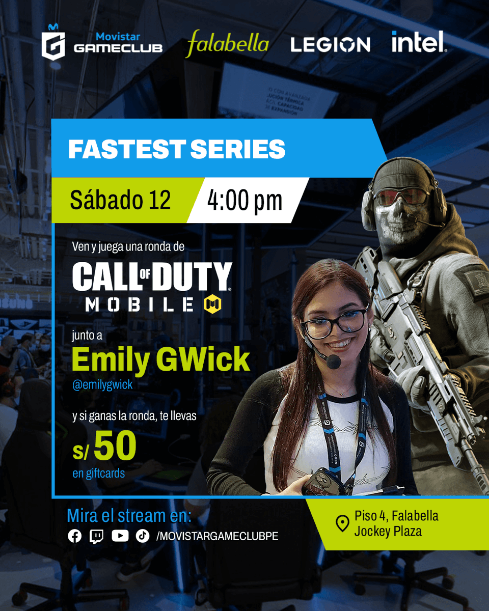 MovistarGCPe's tweet photo. ⭐El viernes, no te pierdas el VS de #Minecraft entre Sacha y Seka
⭐El sábado, acompaña a Emily GWick en una nueva edición de Fastest Series, donde jugaremos Call of Duty Mobile
⭐El domingo, acompáñanos en una tarde de #FallGuys con Maru y Anachis
#Eventos #EventosPeru https://t.co/iaFTDfkbP3