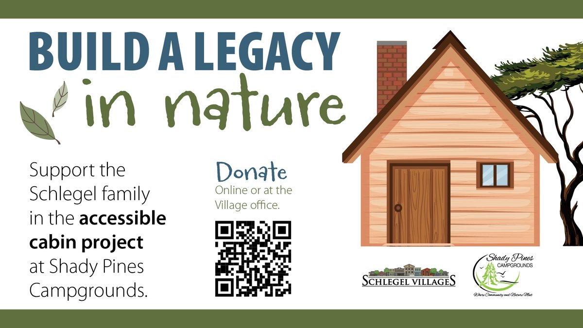 SchlegelVillage's tweet photo. Accessible Cabin Project at Shady Pines Campground

Help create two, fully-accessible cabins to ensure that no matter a person’s ability, a place in the wonderful outdoors is available to them.

Build a Legacy in Nature with us 🏕️ https://t.co/Zg6UQCQKcP https://t.co/dYr0L0fAfP