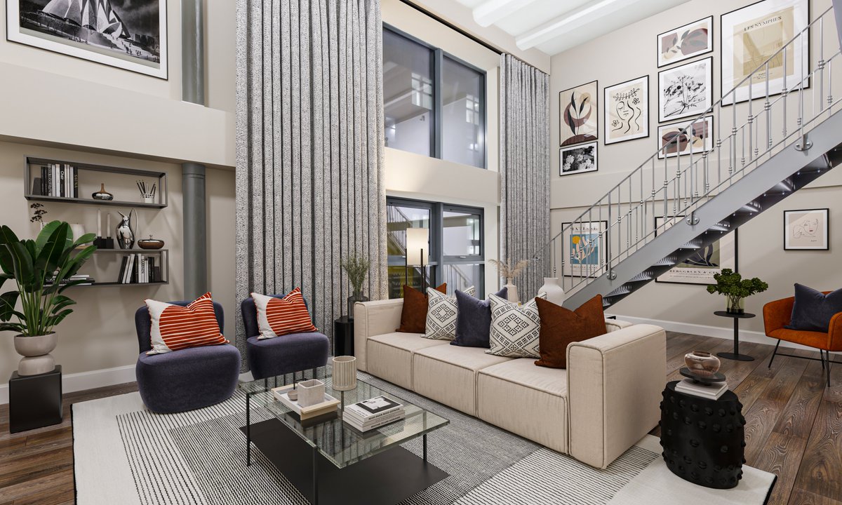 StanleyDock's tweet image. The double-height ceilings in our duplex apartments offer miles of wall space to showcase art. Why not opt for a gallery wall and feature a selection of all your favourite prints? To make it even more unique, pick frames of different shapes, sizes and colours
#art #featurewall