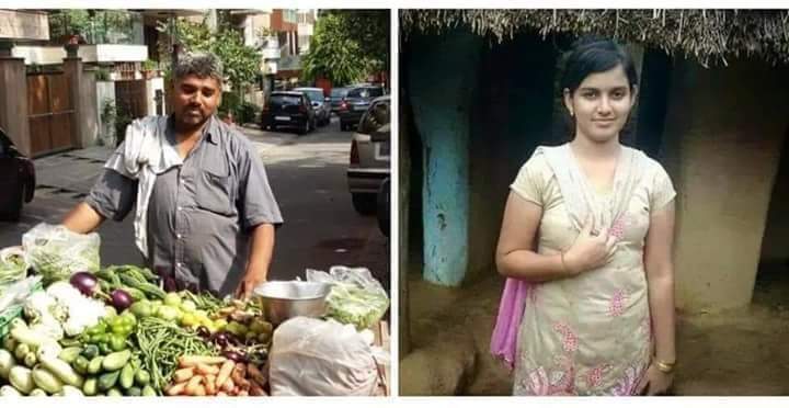 पहले चित्र में ये सब्जी वाले जिनका नाम 'सोबरन' हैं, असम के तिनसुखिया जिले के हैं। जब ये 30 वर्ष के थे तब इन्हें कचरे के डिब्बे में पड़ी रोती हुई छोटी बच्ची मिली, वही बच्ची जो दूसरे चित्र में है... वो उसे अपने साथ घर ले गए... और उन्होंने चुना कि अब उन्हें शादी नही करनी (1/4)