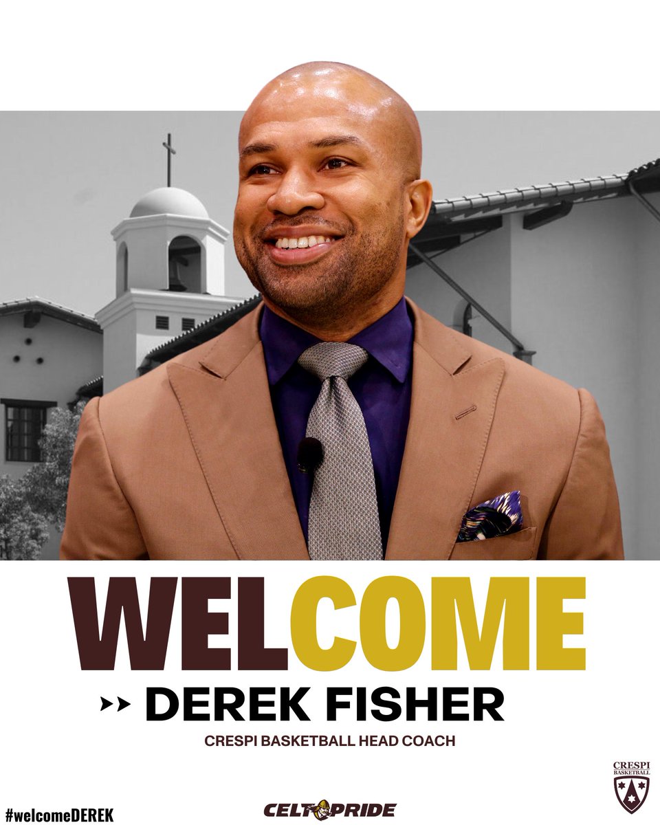 Crespi Basketball 🏀 (@crespihoops) on Twitter photo Crespi Basketball would like to welcome our new head coach, <a href="/derekfisher/">Derek Fisher</a>.
The program is excited to enter into a new era under Coach Fisher’s leadership ⚔️ Crespi Basketball would like to welcome our new head coach, <a href="/derekfisher/">Derek Fisher</a>.
The program is excited to enter into a new era under Coach Fisher’s leadership ⚔️