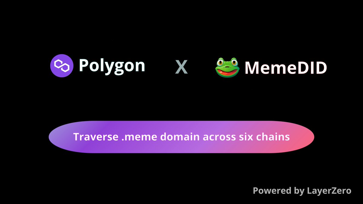 meme_did's tweet photo. MemeDID domains are now available for registration on @0xPolygon Network!🌐

You can also seamlessly cross-chain your .meme domains across six different chains, opening up even more possibilities for your digital identity with LayerZero-powered #MemeDID🚀🔗

#LayerZero #meme https://t.co/Xll8GvJQkp