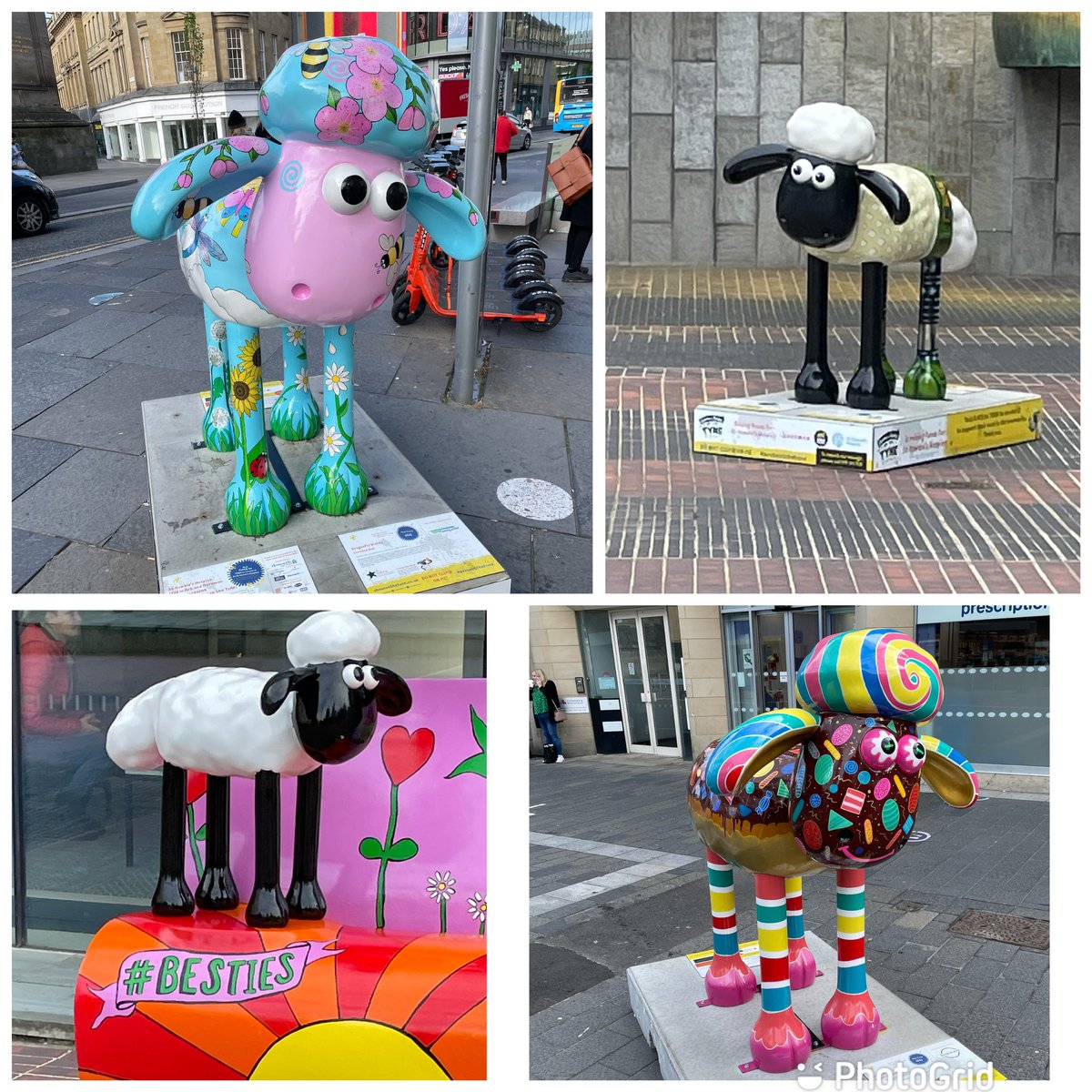 Spotted these four walking to #CivicCentre today  🐑 
#shaunthesheep #arttrail #newcastleupontyne #wallaceandgromit 
#toon #shaunonthetyne