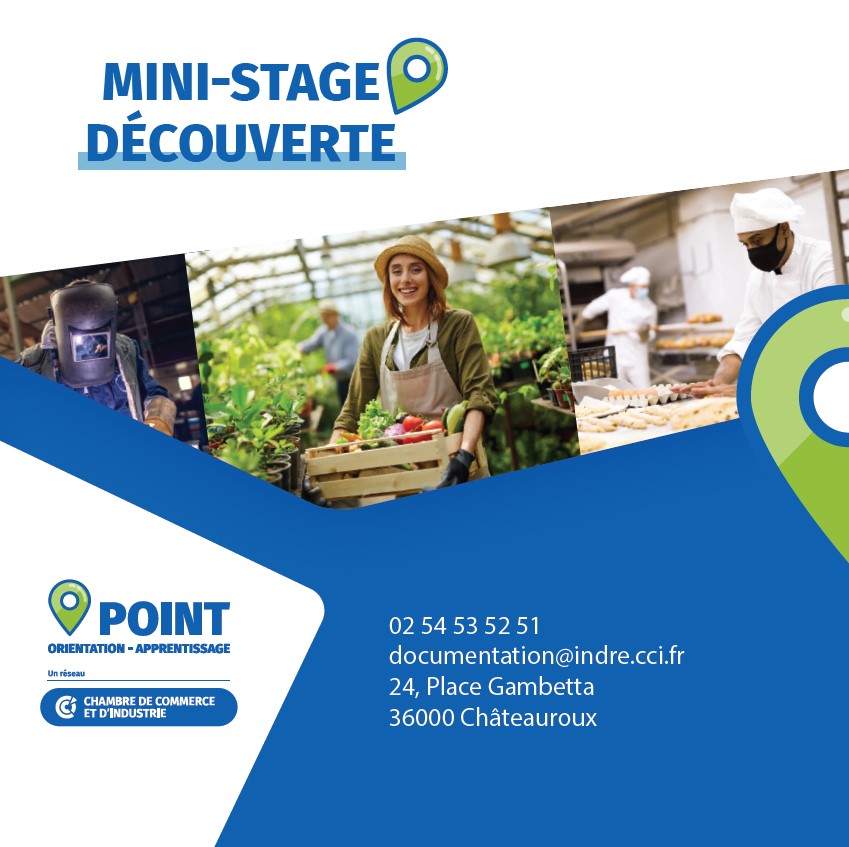 cci_indre's tweet photo. D'ici début septembre, les collégiens (4ème et 3ème) et lycéens peuvent postuler pour un mini-stage, immersion de 1 à 5 jours maximum par stage en entreprise (publique ou privée) en association ou chez une profession libérale.
Rens. 02 54 53 52 51 / documentation@indre.cci.fr https://t.co/ajK2bw4Xtc