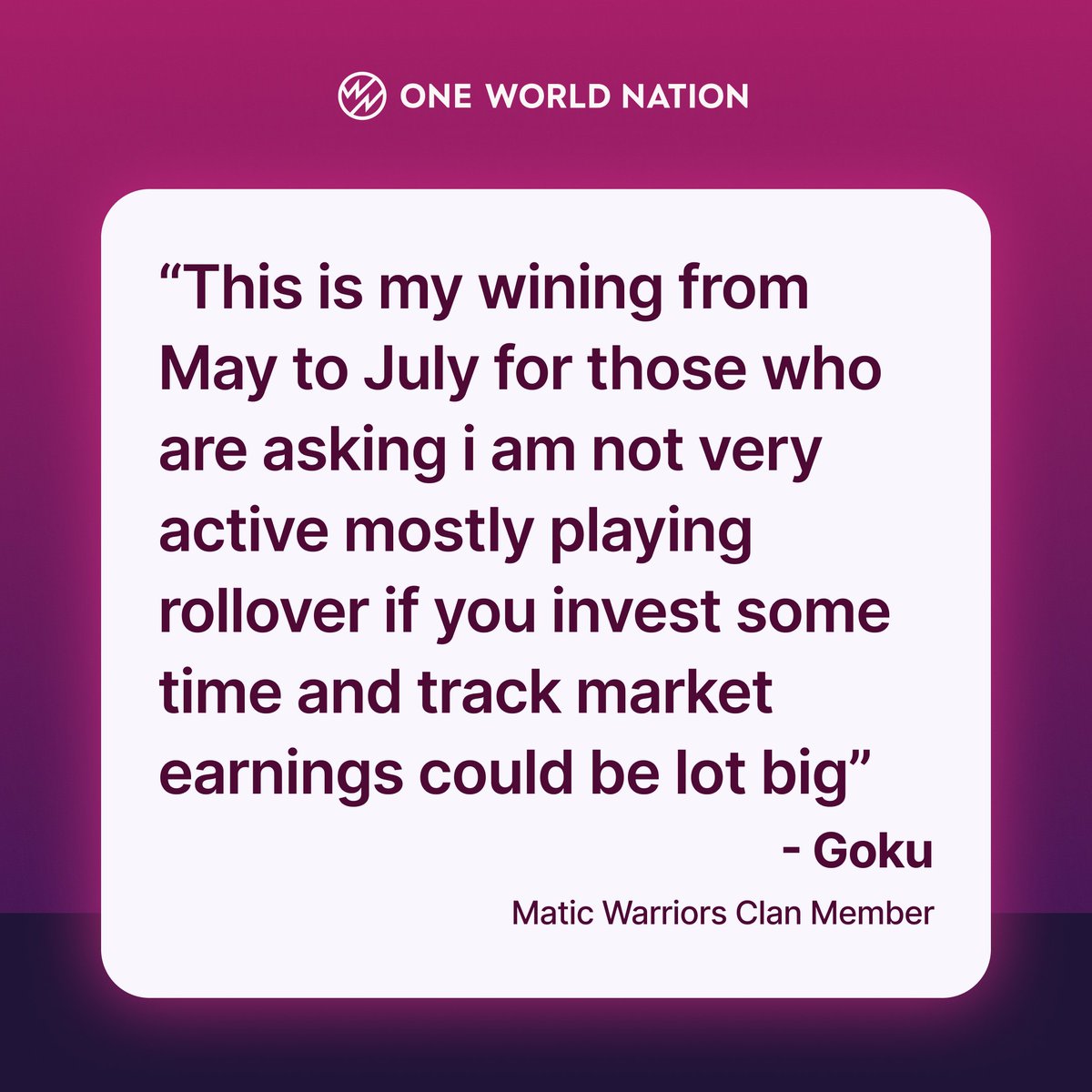 CryptoverseOwn's tweet image. Goku had some kind words to say to the community about his winning at our game - Crypto Fantasy.⚡

Community members like him really help us stay motivated and work on the projects every day.♥️

So thank you and congratulations on the winnings Goku!🔥

#Crypto #Web3 #Testimonial…