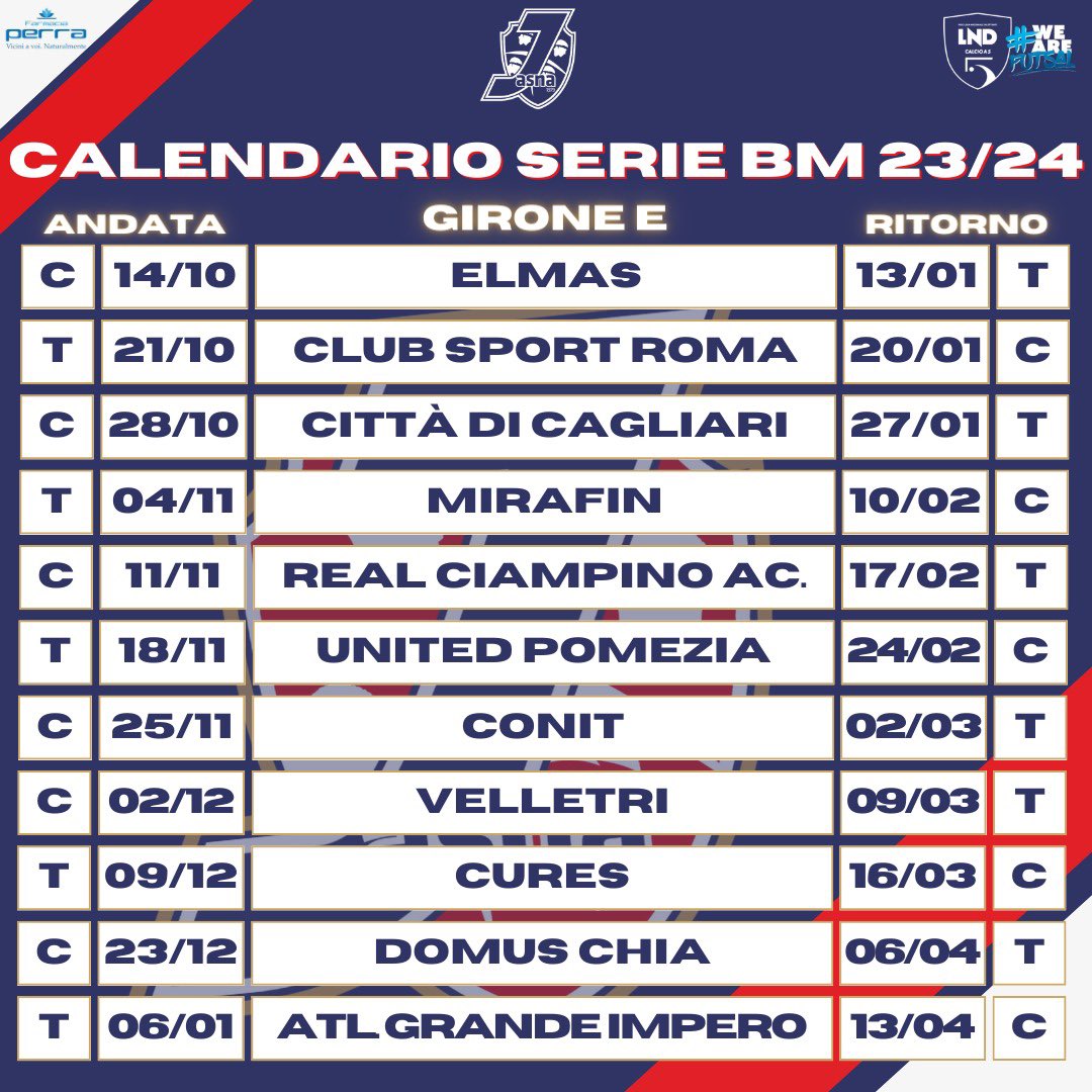JasnaC5's tweet photo. 📆 CALENDARI 2023/24

Il weekend del 14-15 ottobre si parte con due derby per la prima giornata di Serie B maschile e femminile 🔴🔵

#AvantiJasna https://t.co/NkIO4lMlCj