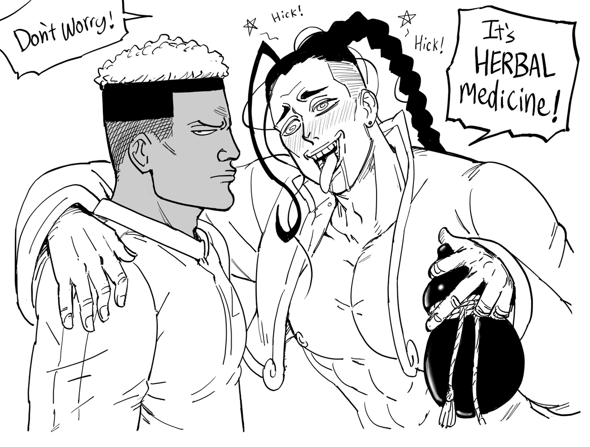 baalbuddy's tweet photo. Patreon Request: Street Fighter 6, A.K.I.

I believe Japan has laws against glamorizing drug and alcohol use in children's media, hence Jamie's "Not Sake." (Those Japanese kids start a war on their livers as soon as they enter college, so these laws aren't very effective.) https://t.co/NIt6cIfHu2