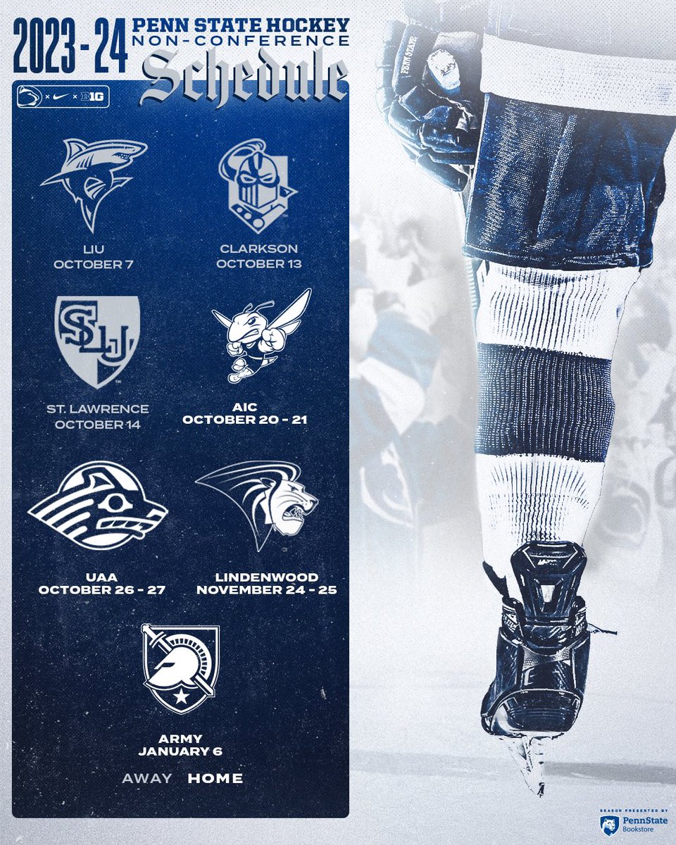 PennStateMHKY's tweet photo. Penn State announces its 2023-24 non-conference schedule.

Read ➡️ https://t.co/JfT9qq4DiO

#WeAre #HockeyValley https://t.co/NT389qj69w