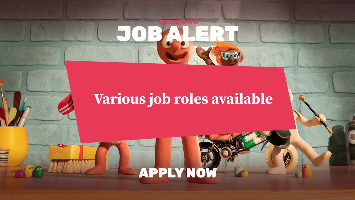 WE'RE HIRING! We are currently recruiting for a number of roles at Aardman: 💼 Compositors (all levels) 💼 Runner 💼 Pipeline Developer Find out more and apply here: aard.mn/Careers