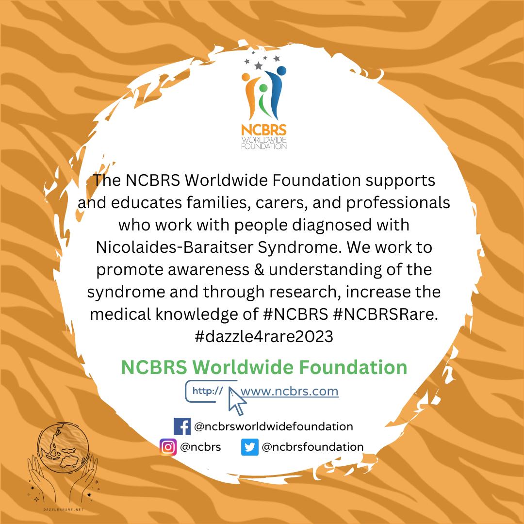 A #Dazzle4Rare2023 Shoutout to #RareDisease #Charity
The @NCBRSFoundation supports and educates families, carers, and professionals who work with people diagnosed with #Nicolaides_Baraitser Syndrome. #NCBRS